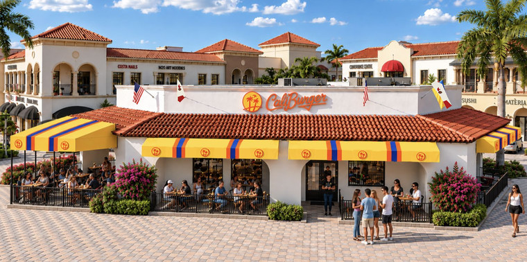 Architectural rendering of the planned CaliBurger Boca Raton storefront